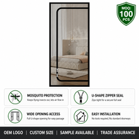 Moustiquaire de porte zippée moderne personnalisable, rideau en maille plissée en U, anti-insectes, imperméable, pour salle de bain et hôtel