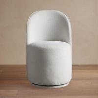 Chaise de salle à manger moderne entièrement rembourrée, dossier haut incurvé, chaise d'appoint en tissu sans pieds pour salle à manger, hôtel, restaurant