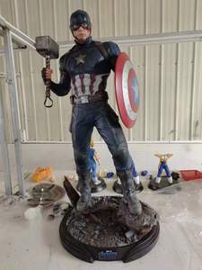 Estatua de resina de alta gama de <span class=keywords><strong>Capitán</strong></span> <span class=keywords><strong>América</strong></span> de la película <span class=keywords><strong>Marvel</strong></span>, tamaño medio, para decoración. - Product Image 1