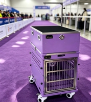 Einzelner Faltbarer Hunde-Transportkäfig Nr. 1 mit Pflegewerkzeugbox & Rädern