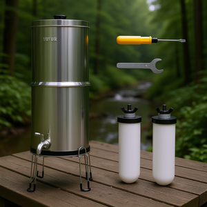 Système de filtration d'eau extérieur en acier inoxydable Vevor 2,25 gallons à alimentation par gravité avec 2 filtres - Product Image 2