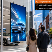 Écran LCD publicitaire anti-reflet haute luminosité 3000 Nits, 55 pouces, pour vitrine de magasin de détail
