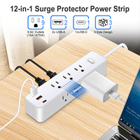 ABD Fişli Priz Çoklayıcı Elektrik Soketi 9 AC Çıkışlı USB Girişli 3.9FT Uzatma Kablolu Çoklu Priz Ağ Filtresi Hızlı Şarj