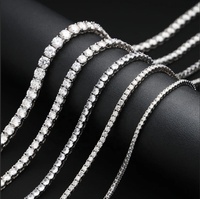 Chaîne Tennis Hip Hop Iced Out en Argent Sterling avec Moissanite VVS en grappe, plaqué Rhodium, 2mm-5mm, passe le testeur de diamants