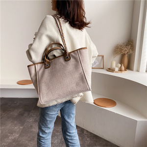 Nouvelle Mode <span class=keywords><strong>Noir</strong></span> Grande Capacité Usage Quotidien Femmes Toile Chaîne Sangle Épaule <span class=keywords><strong>Sac</strong></span> <span class=keywords><strong>À</strong></span> <span class=keywords><strong>Main</strong></span> Dames Élégant Shopping Voyage <span class=keywords><strong>Sac</strong></span> Fourre-Tout - Product Image 4