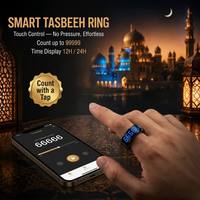 ITasbeeh Salam Smart Qibla Tasbeeh Teller Ring SQ666 Roestvrij Staal IOS App Besturing Wekker Slaapmonitoring Eid Ramadan