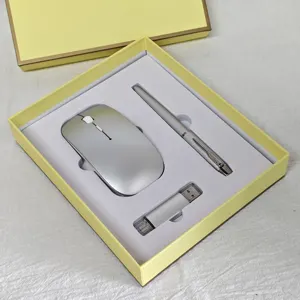 Souris sans fil Boce 3-en-1 Boîte cadeau pour stylo clé USB Cadeau d'entreprise personnalisé Ensemble d'affaires