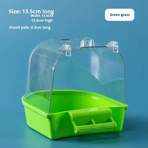 Vente en gros de nouveaux bains pour oiseaux de haute qualité, en plastique transparent anti-débordement, pour petits oiseaux de compagnie, canaris - Product Image 6