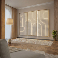 Art mural LED abstrait moderne, peinture texturée 3D encadrée, cadre en métal sable pour salon, chambre à coucher