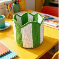 Panier de rangement ovale moderne, décoré de manière romantique et élégante, de haute qualité, personnalisable, en corde de coton tressée, matériaux écologiques, avec poignée