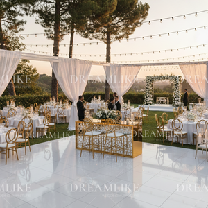 <span class=keywords><strong>Bar</strong></span> de jardin pliable moderne, comptoir haut, en acier inoxydable doré, avec plateau en verre, fer et acrylique, table de <span class=keywords><strong>bar</strong></span> à cocktails rectangulaire - Product Image 1