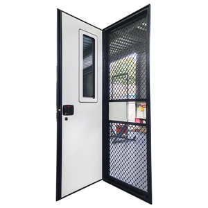 Porte d'entrée de <span class=keywords><strong>caravane</strong></span>/camping-car à charnière gauche/droite 620*1600MM à coins carrés avec pare-soleil, cadre noir et panneau de porte blanc - Product Image 4