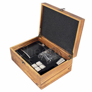 Easy Life Flasque en acier inoxydable Boîte en <span class=keywords><strong>bois</strong></span> Emballage Pierres et verres à whisky et glaçons Whisky - Product Image 2