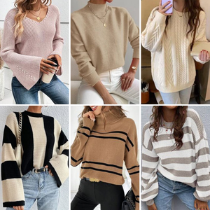 Wholesale Cheap High-quality Winter Used <b>Long</b> Sleeved Round Neck Pullover Knitted Sweater for Women Polyester/Cotton - Product Image 4