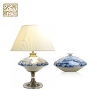 Nouvelle lampe de table électrique en céramique avec abat-jour en forme de tambour, style européen romantique, éclairage décoratif