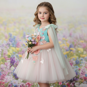 1 ° festa di compleanno per bambini da principessa fatti a mano fiori 3D con applicazioni matrimonio piccola <span class=keywords><strong>damigella</strong></span> d'onore per bambine - Product Image 2