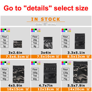 Trong Kho 3 Side Seal Resealable Mùi Bằng Chứng Kim Loại Mylar Ziplock Đen Holographic Nhôm Foil Zip Khóa Túi Nhựa Nhỏ - Product Image 2