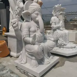 Haupt dekoration Skulptur Marmor Ganesha Lebensgröße Hindu Gott Idol Ganesha Weiße Marmor Skulpturen
