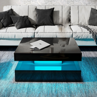 Table basse carrée moderne minimaliste en blanc et noir avec finition brillante, vente en gros d'usine, tendance 2026