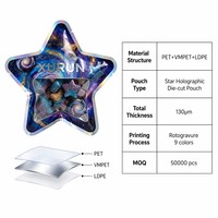Sacs d'emballage personnalisés en Mylar découpés à la forme d'étoile, anti-odeur, pour snacks secs, bonbons et sucre, pour le stockage alimentaire
