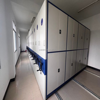 Système d'étagères mobiles compactes modernes à haute densité, réglables manuellement, en acier, pour archivage dense, avec roulettes, pour écoles