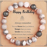 Bracelet en pierre naturelle rose zébrée pour diffuseur d'huiles essentielles Lava Yoga, cadeau idéal pour anniversaire et fête des Mères