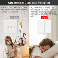 Interruptor de Luz Inteligente ZigBee con Cable Neutro o sin Cable Neutro, Sin Necesidad de Condensador, Compatible con Smart Life/Tuya, 2/3 Vías