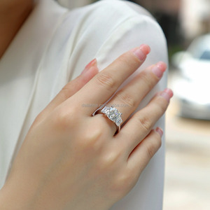 Joyería fina personalizada S925 plata esterlina 9K 10K 14K 18K oro 3CT Moissanite anillos de diamantes anillo de compromiso regalo de mujer - Product Image 6