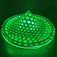 Cappello di Bambù Luminoso Stile Cinese con Luci LED, Controllo Remoto DMX, Colori RGB, Fatto a Mano, Portata 1000-1500m