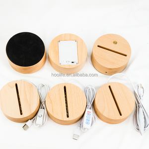 Lampes rondes Bases en <span class=keywords><strong>hêtre</strong></span> Lampe de base d'éclairage 3D Décoration intérieure Lumière Longue bande Supports de veilleuses Bases de commutateur USB Chambre à coucher USB - Product Image 1