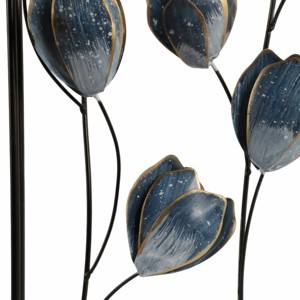 Decorazione da Parete in Metallo Design Tulipano Cornice Nera Fiori Blu Arredo Interno per Soggiorno Camera da Letto Bagno - Product Image 4