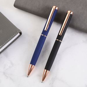 Luxury Rose Gold Trim <b>Ballpoint</b> <b>Pen</b> Set Matte Black Navy Blue Executive <b>Pen</b> Custom Logo Corporate Gift - Product Image 2