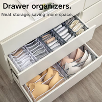 Organisateur de vêtements en maille à 7 compartiments avec design pliable pour tiroir de placard