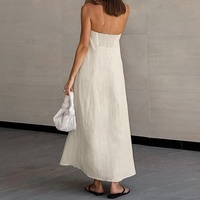 Nouvelle Collection : Robes Longues Décontractées en Lin et Coton pour Femme – Modèle Simple et Élégant, Sans Manches, Style Bustier