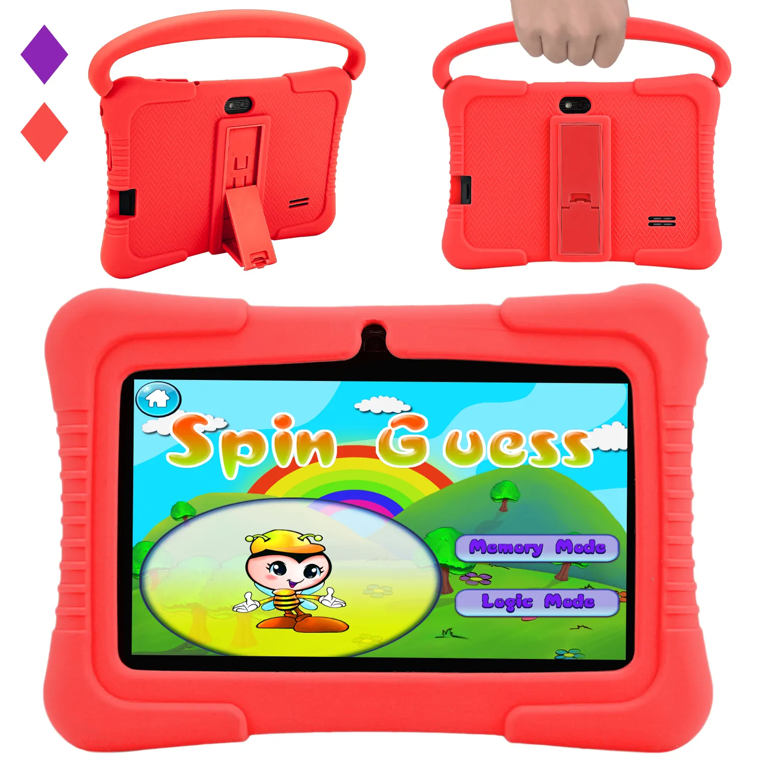 Android Tablet für Kinder Tablets 7 Zoll 1024 * 600TN/IPS Bildschirm Pädagogische Kinder Tablet PC mit Silikon hülle