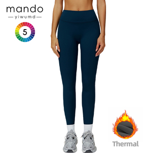 Leggings thermiques doublés de molleton 80% polyester 20% Spandex Leggings chauds extensibles <span class=keywords><strong>taille</strong></span> haute pour femmes pour l'hiver - Product Image 2