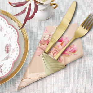 Dùng Một Lần Bộ Đồ Ăn Tùy Chỉnh Trẻ Em Theo Chủ Đề Bữa Tiệc Sinh Nhật Màu Hồng Màu Xanh Vàng Đầy Màu Sắc Hoa Cocktail Giấy Khăn Ăn Serviettes - Product Image 6