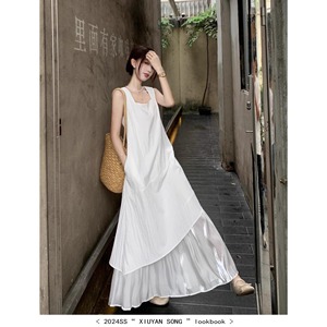 Irregular Suspender Dress Women Long Sleeveless Asymmetric Splicing Leisure Holiday Celebration Casual Dress - Product Image 1