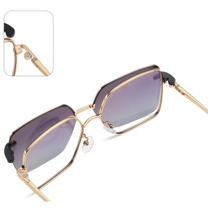 แว่นกันแดดกรอบโลหะทรงสี่เหลี่ยมแบบหนีบแม่เหล็กสำหรับทุกเพศ เลนส์โพลาไรซ์ ป้องกันรังสียูวี % แบรนด์ MOOHE สุดหรู - Product Image 2