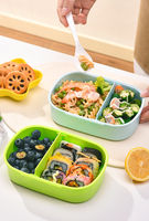 Boîte à lunch bento mignonne en forme de dessin animé sans BPA avec 2 compartiments amovibles, micro-ondable et réutilisable pour enfants et étudiants