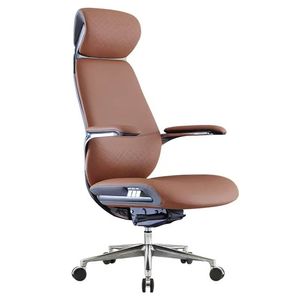 Silla de <span class=keywords><strong>Oficina</strong></span> Ejecutiva de Cuero Genuino de Lujo, Silla Presidencial Moderna de Aluminio con Función Reclinable <span class=keywords><strong>para</strong></span> Estudio, Computadora y <span class=keywords><strong>Oficina</strong></span> - Product Image 2