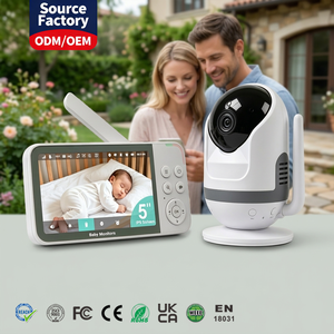 จอภาพ IPS ขนาด 5 นิ้ว กล้องวงจรปิดสำหรับเด็กแบบ WiFi พร้อมแบตเตอรี่แบบชาร์จได้ 5000mAh ระยะ 1000 ฟุต รองรับ Tuya Smart Life ปกป้องความเป็นส่วนตัว ดูภาพได้สองมุมมอง - Product Image 1