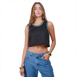 2024 Sexy Knitted Polyester Short Sleeveless Round <b>Collar</b> <b>Women</b> Crop Tank Top Summer Singlet - Product Image 4