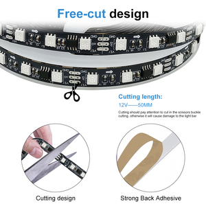 Tira <span class=keywords><strong>de</strong></span> LED ESann RGBIC Dinámica <span class=keywords><strong>de</strong></span> Color <span class=keywords><strong>de</strong></span> Ensueño, DC12V/24V, Ws2811, SMD5050, 60leds/m, 10MM, PCB Negro, Pixel direccionable - Product Image 5