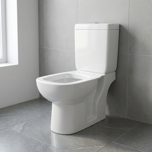 โถสุขภัณฑ์แบบสองชิ้น Twyford Style Aqua สีขาว เซรามิก ระบบ S-Trap แบบ Washdown พร้อมฝารองนั่งไม้แบบเลื่อน - Product Image 5