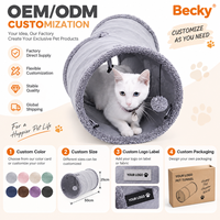 Tunnel pliable en suède pour chat avec trou d'exploration et balle – Nouveau jouet amusant pour animaux de compagnie – Vente en gros