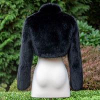 Veste courte en fausse fourrure à manches longues et à points ouverts, style décontracté pour l'automne et l'hiver, pour femme