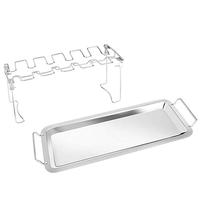 Support réglable pour jambes de poulet en acier inoxydable, plateau à goutte, BBQ, jambes de poulet