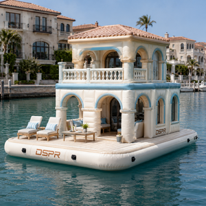 Casa Flotante Inflable de Dos Pisos, con Asientos Interiores y Exteriores, Estabilidad y Flotabilidad para Vacaciones en Islas Tropicales y Recreación en Grupo - Product Image 3