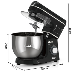 Robot culinaire multifonction RAF 1400W 3-en-1 avec bol en acier inoxydable de 8L, 6 vitesses, fonction Pulse et protection anti-éclaboussures - Product Image 5